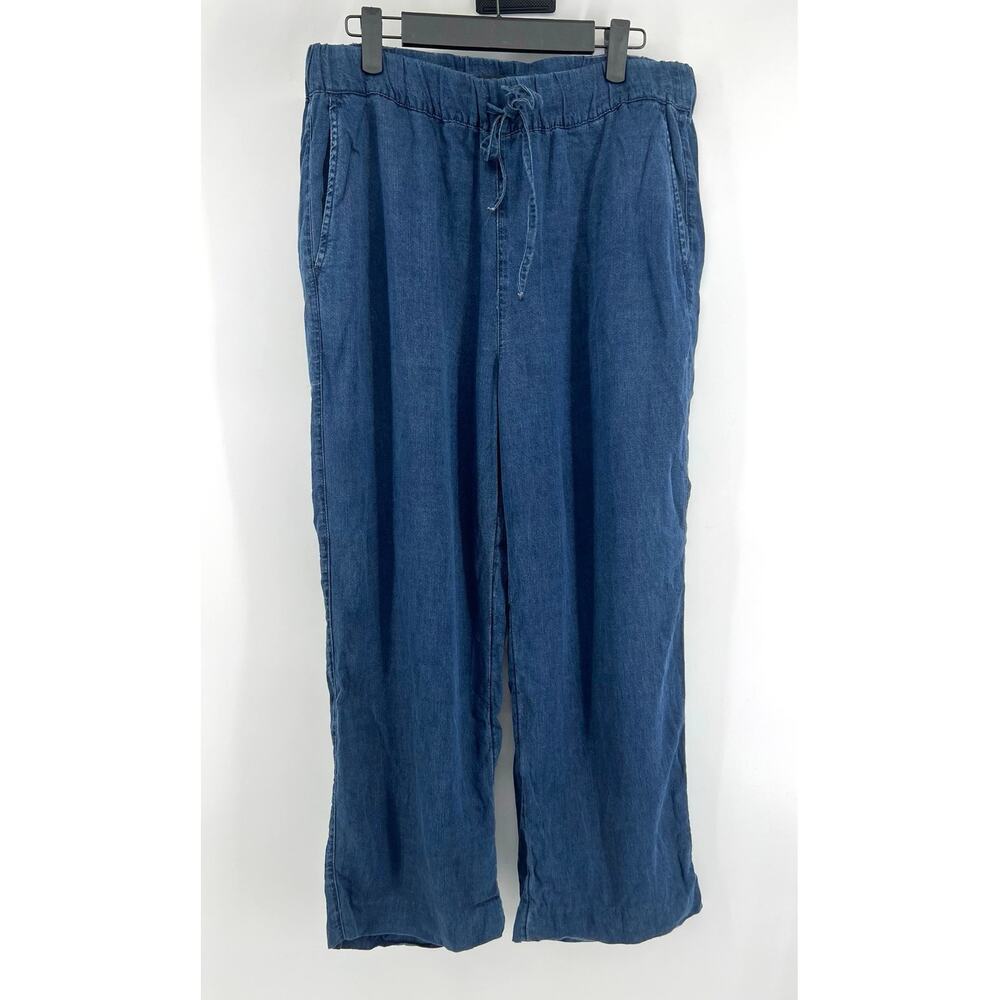 Banana Republic Women's Wide Leg Pants Size S Chambray Drawstring Elastic Waist